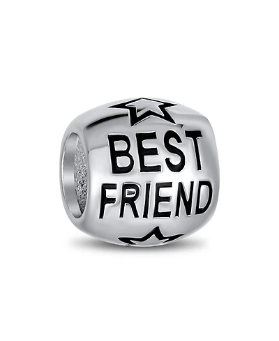 Bling Jewelry Word Best Friend Star Bff Charm Barrel Bead Oxidized Sterling Silver Fits European Bracelet