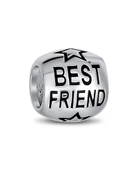 Bling Jewelry Word Best Friend Star Bff Charm Barrel Bead Oxidized Sterling Silver Fits European Bracelet