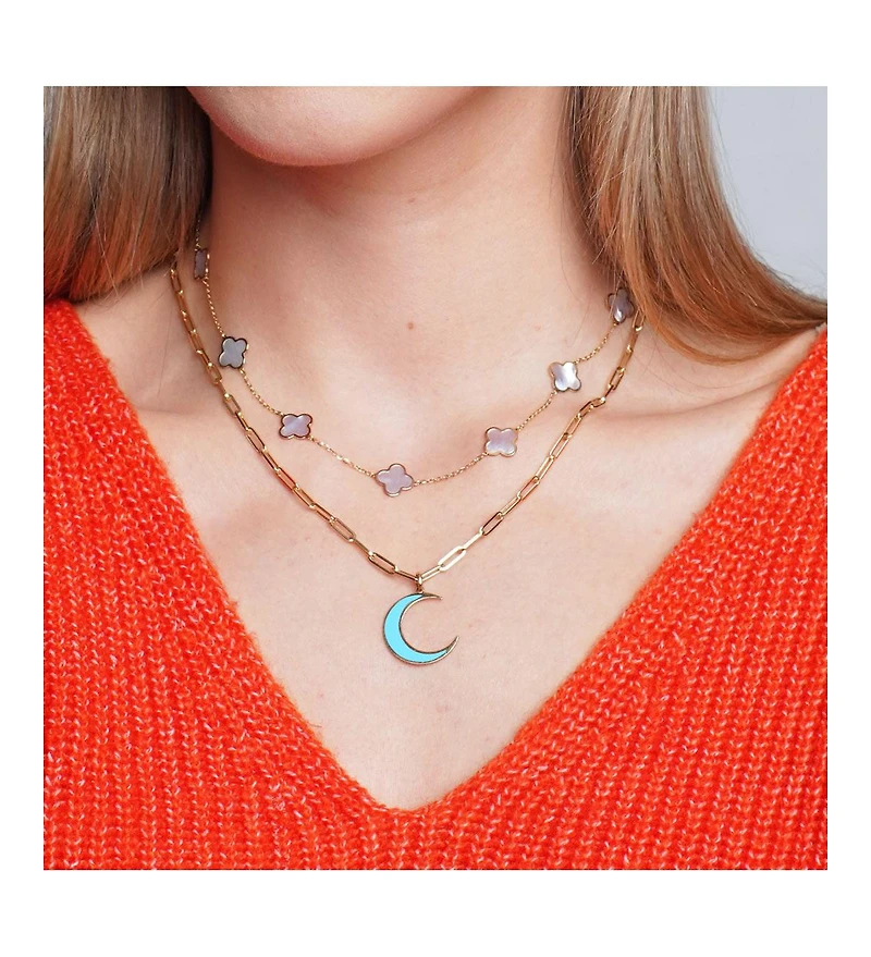 The Lovery Turquoise Crescent Moon Charm 14K Gold 22 millimeters
