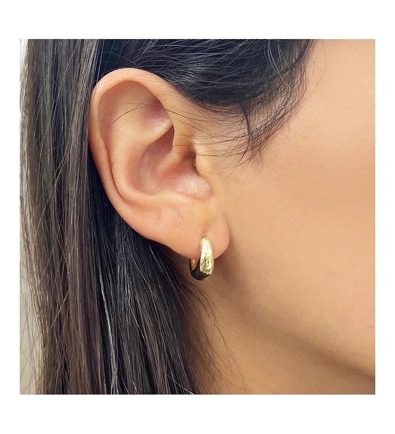 The Lovery Mini Saddle Huggie Hoop Earrings 14K Gold