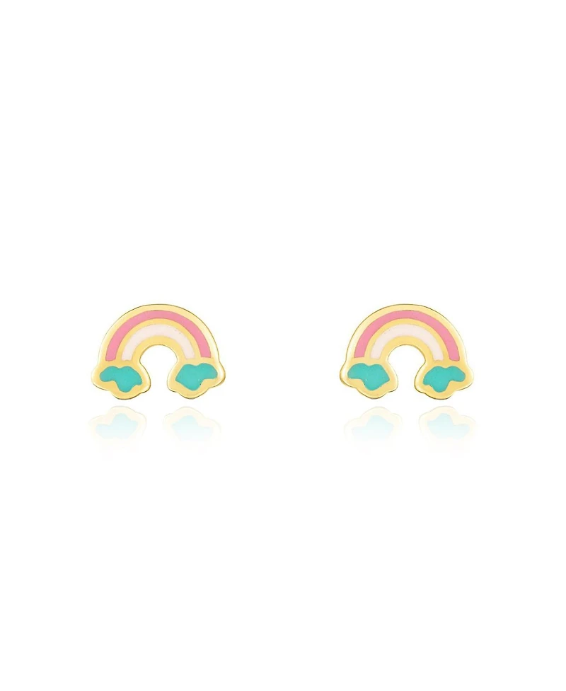 The Lovery Rainbow Enamel Stud Earrings 14K Gold