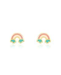 The Lovery Rainbow Enamel Stud Earrings 14K Gold
