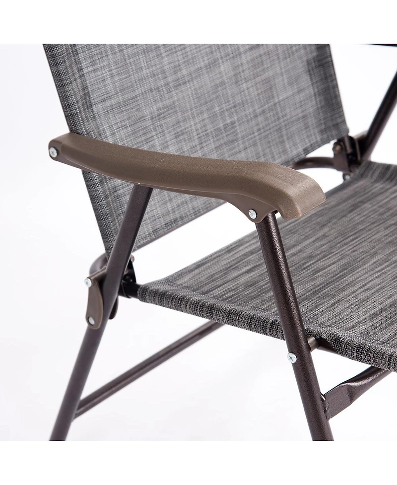 Costway Set of 2 Patio Folding Sling Back Chairs Camping Deck Garden Beach