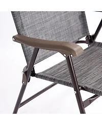 Costway Set of 2 Patio Folding Sling Back Chairs Camping Deck Garden Beach