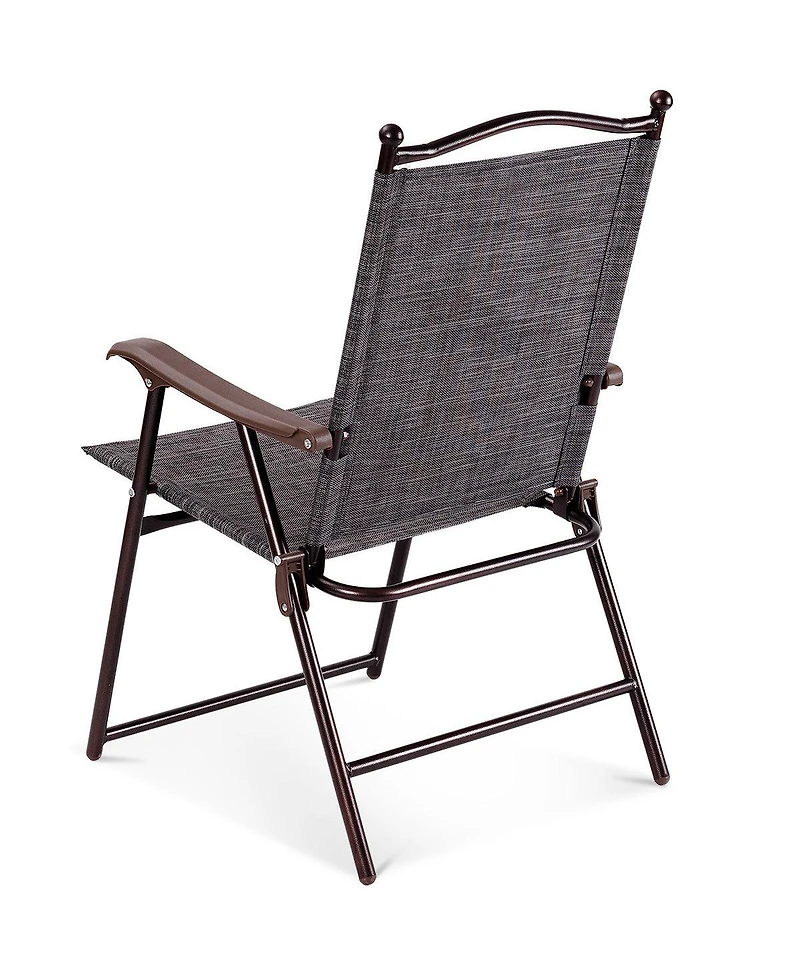 Costway Set of 2 Patio Folding Sling Back Chairs Camping Deck Garden Beach
