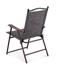 Costway Set of 2 Patio Folding Sling Back Chairs Camping Deck Garden Beach
