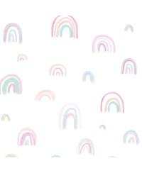 Lambs & Ivy Watercolor Pastel Rainbow 100% Cotton Baby Fitted Crib Sheet