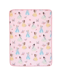 Lambs & Ivy Disney Princesses Pink Fleece Baby Blanket - Belle/Tiana/Cinderella
