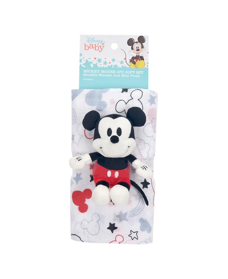 Lambs & Ivy Disney Baby Mickey Mouse Muslin Swaddle Blanket & Plush Gift Set
