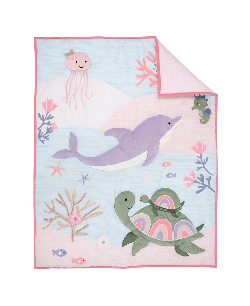 Lambs & Ivy Sea Dreams 3-Piece Dolphin/Turtle Nautical Baby Crib Bedding Set