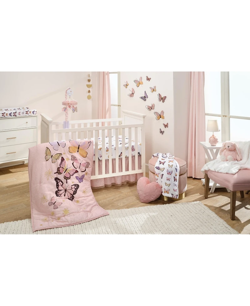 Lambs & Ivy Butterfly Dreams Soft/Cozy Fleece Changing Pad Cover - White