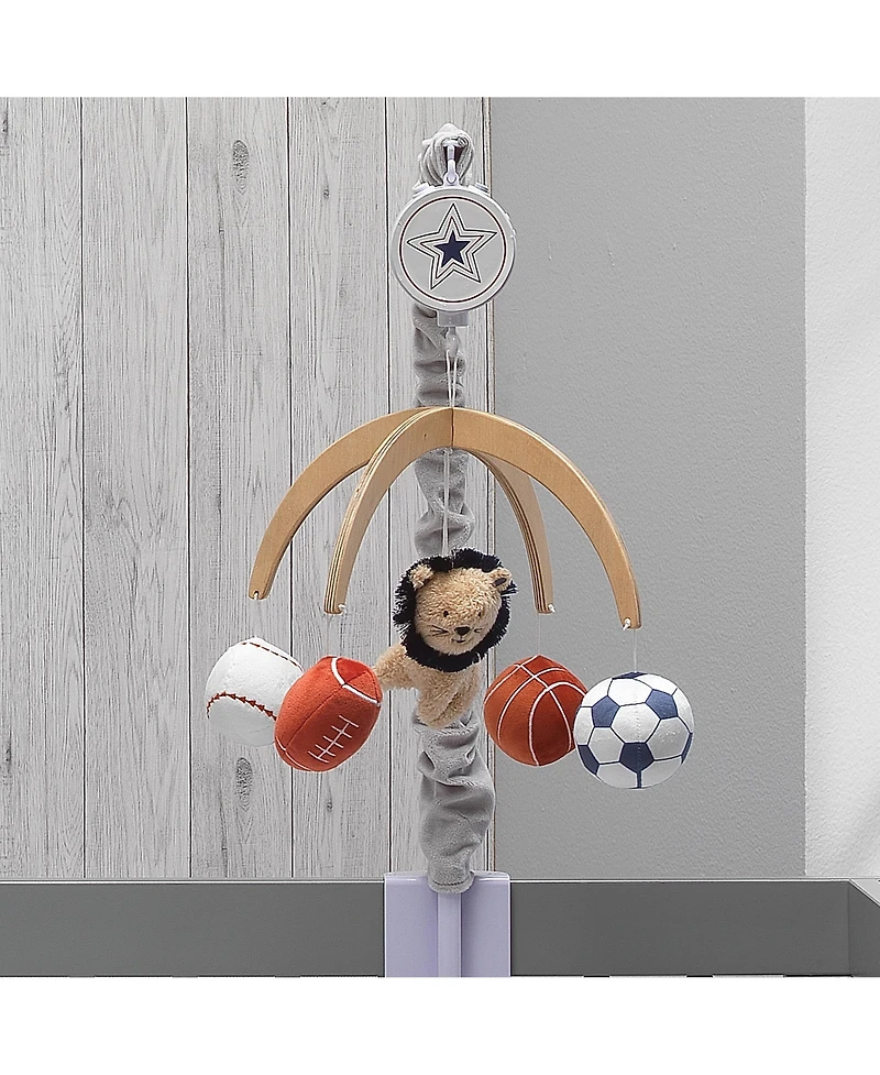 Lambs & Ivy Hall of Fame Lion/Sports Balls Musical Baby Crib Mobile Soother Toy