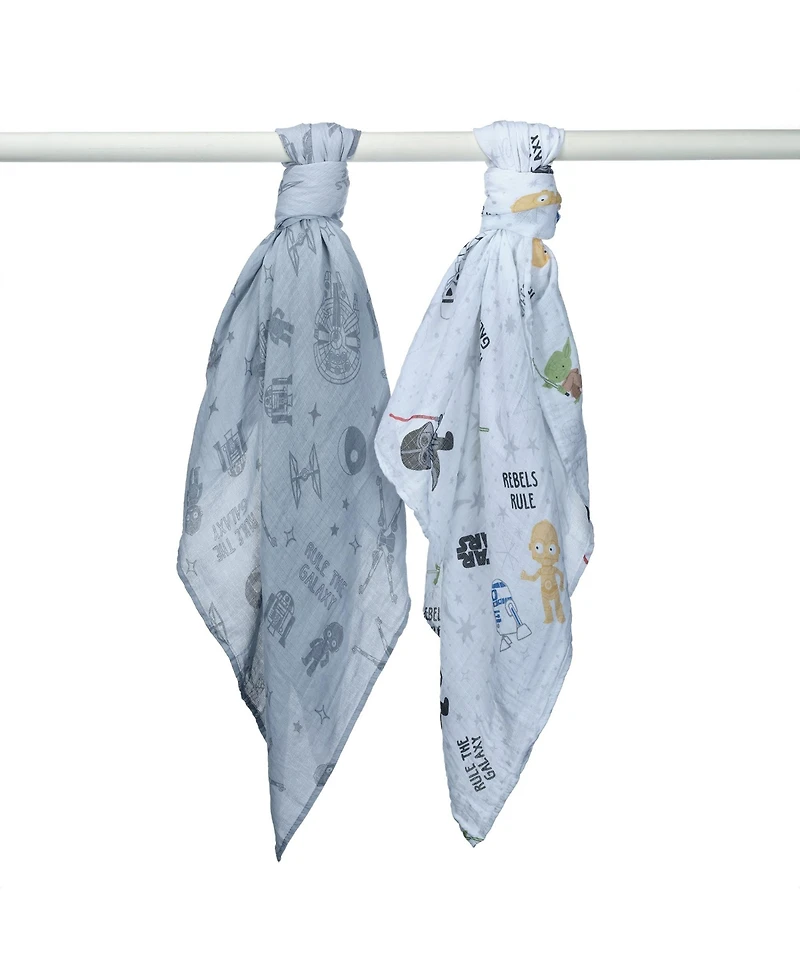Lambs & Ivy Star Wars 2-Pack Cotton Muslin Newborn Baby Swaddle Blankets