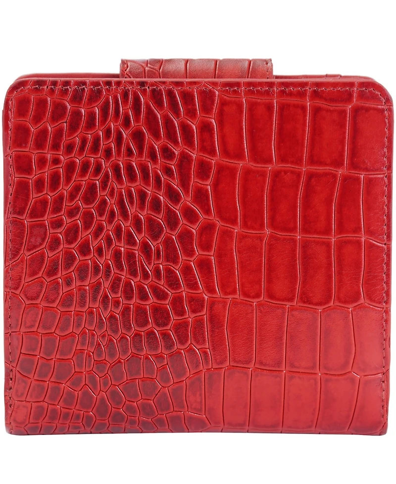 Mancini Women's Croco2 Rfid Secure Clutch Wallet