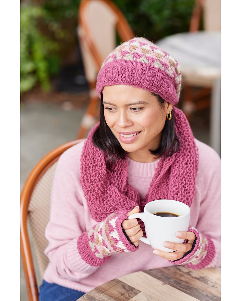 Feelgoodz Women's Artisan Hand-Knit Jaya Harlequin Wool Beanie Hat