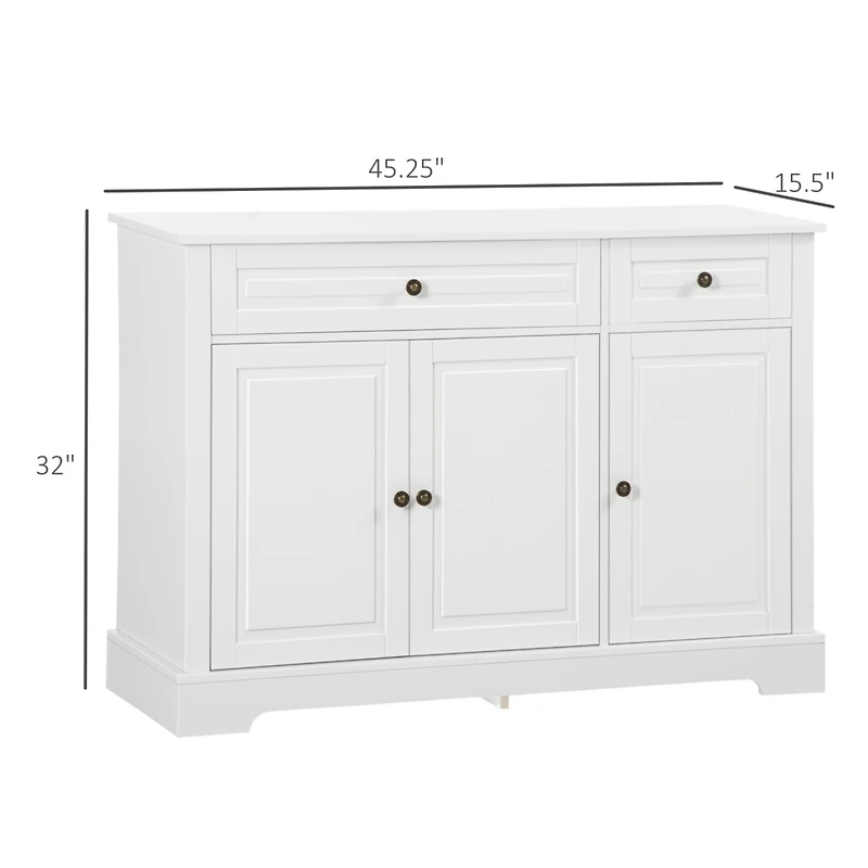 Modern Sideboard Cabinet with Drawers and Adjustable Shelves