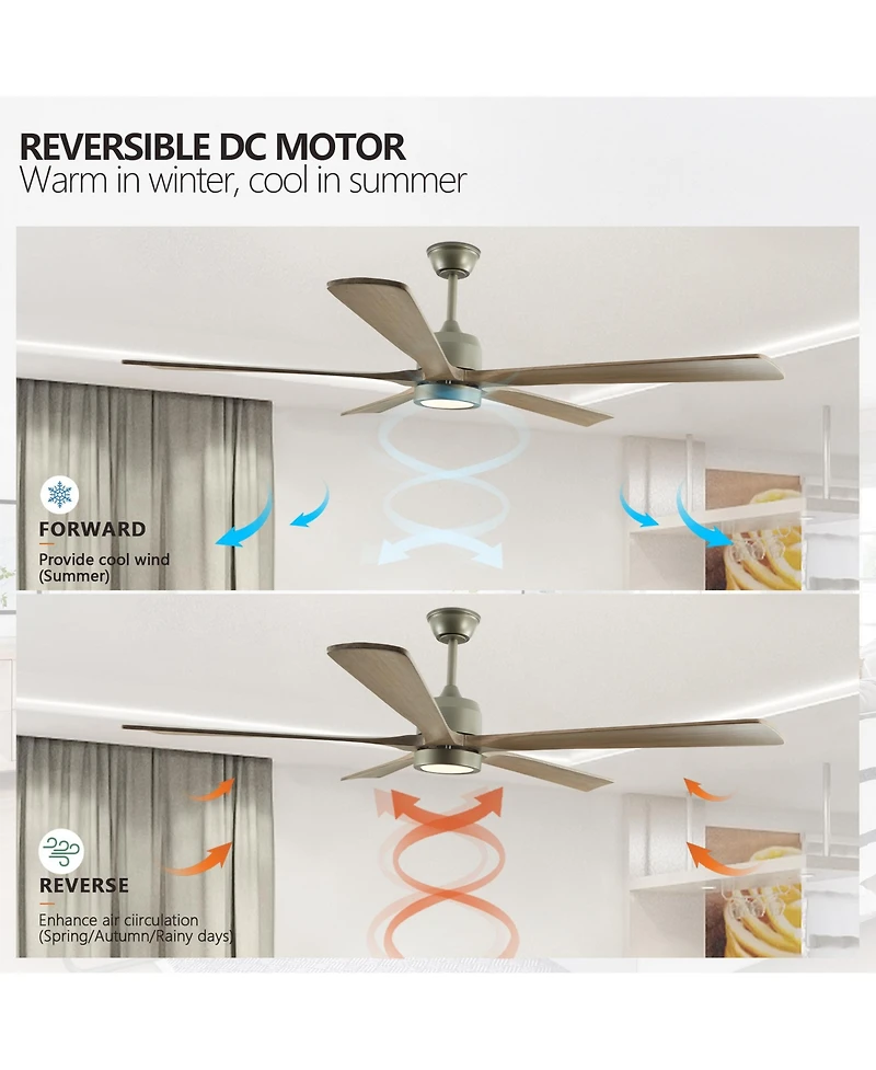 Streamdale Modern Wood Ceiling Fan with Light and Remote (60")