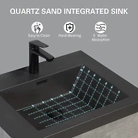 Streamdale Modern 42" Floating Vanity with Black Quartz Basin