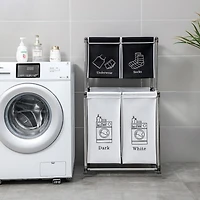 2-Tier Laundry Sorter with Removable Bags for Laundry Organization