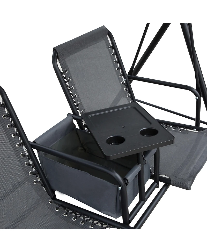 Streamdale Furniture Outdoor Canopy Swing with Table and Adjustable Shade