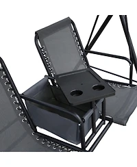 Streamdale Furniture Outdoor Canopy Swing with Table and Adjustable Shade
