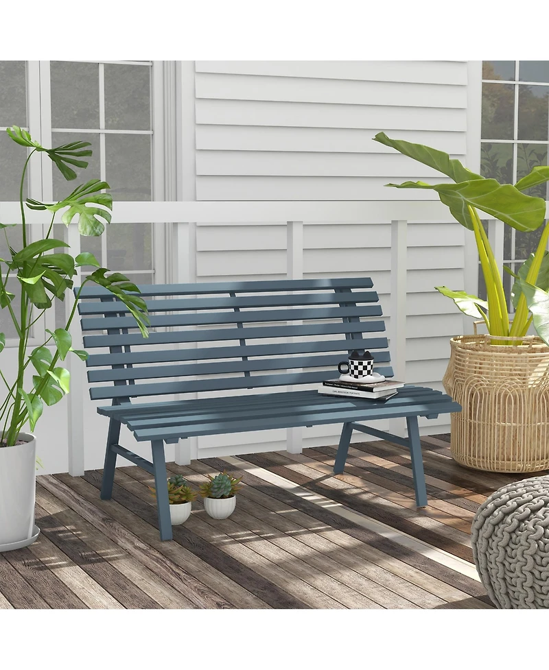 48" Blue Aluminum Outdoor Patio Bench