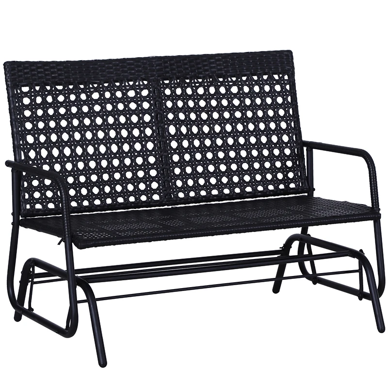 Wicker Glider Bench Rocking Chair for Patio & Outdoors