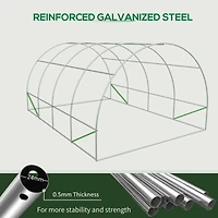 20' Walk-In Tunnel Greenhouse with 8 Windows & Steel Frame