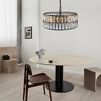 Streamdale Modern Crystal Drum Chandelier with Black Frame for Home Lighting