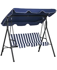 3-Seat Patio Swing Chair with Canopy and Cushion