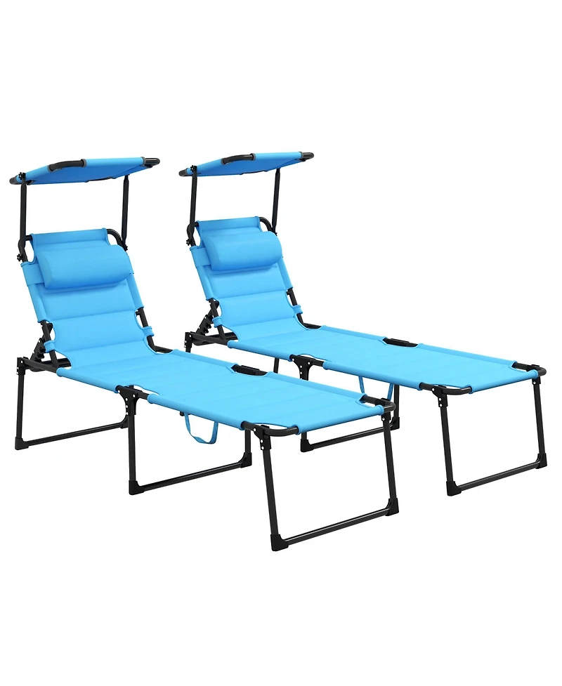 Outdoor Lounge Chair with Sunshade Roof for Beach Camping