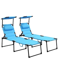 Outdoor Lounge Chair with Sunshade Roof for Beach Camping