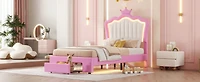 Streamdale Twin Upholstered Bed with Crown Headboard and Led Lights
