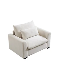Streamdale Furniture Beige Corduroy Single Sofa Accent Chair with Pillow