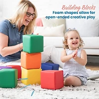 ECR4Kids SoftZone Patchwork Toddler Building Blocks, Assorted, 12-Piece