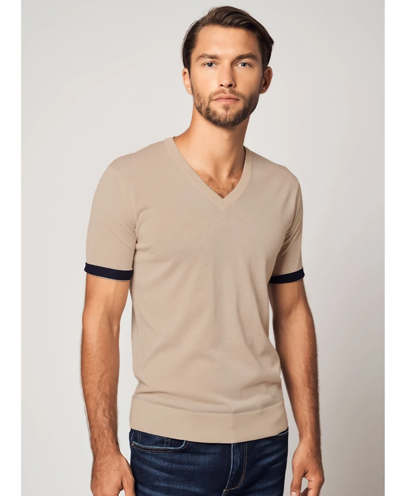 Bellemere Striped Short-Sleeve Cashmere T-shirt