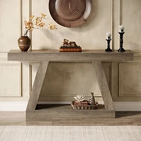 Tribesigns Farmhouse Console Table, 55-Inch Rustic Sofa Table with Storage, Industrial Wooden Entryway Table for Hallway