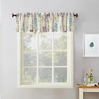 Hoot Owl Print Semi-Sheer Rod Pocket Kitchen Curtain Valance
