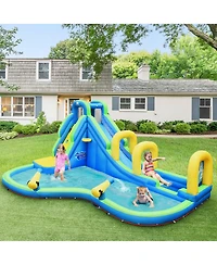 Costway Inflatable Water Slide Kids Bounce House Castle Splash Water Pool W/ 750W Blower