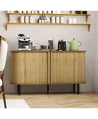 47" Sideboard Buffet Cabinet with Sliding Tambour Doors Adjustable Shelves