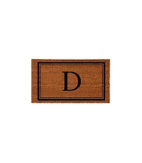 Evergreen Monogram Indoor Outdoor 100% Natural Coir Doormat 28" x 16" | Letter "D"