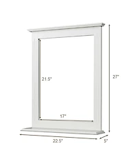 Wall-Mounted Multipurpose Vanity Mirror with Shelf-White