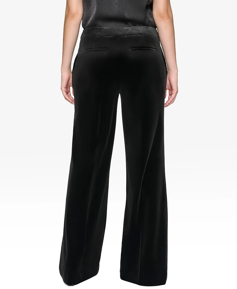 Karl Lagerfeld Paris Women's Velvet Rhinestone-Button Pants