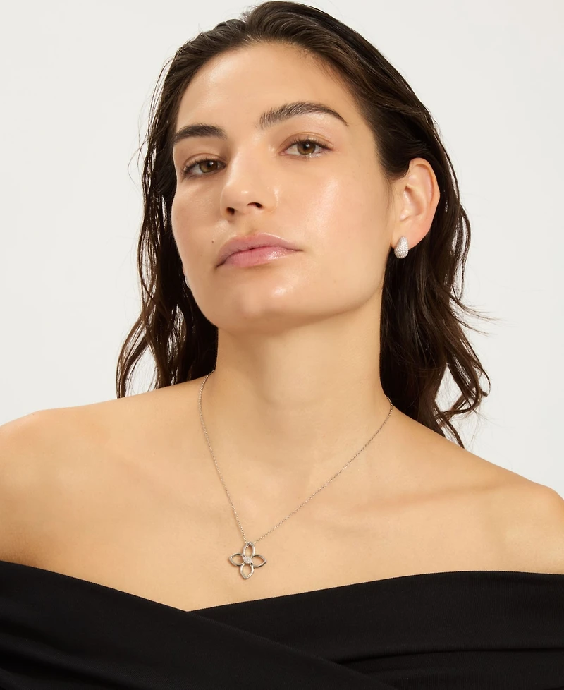 Adornia Adjustable Cubic Zirconia Outline Clover Necklace