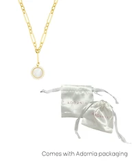 Adornia Gold Mother of Pearl Cubic Zirconia Halo Disc Mixed Link Y-Necklace