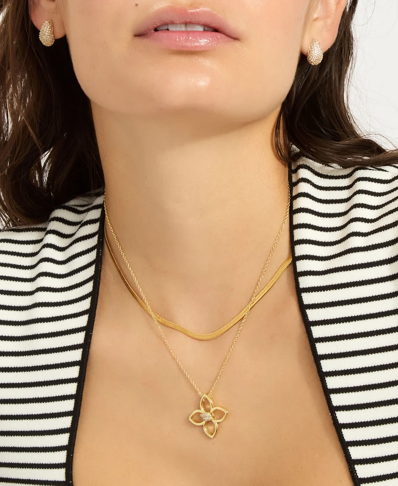 Adornia Adjustable Cubic Zirconia Outline Clover Necklace