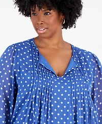 Tommy Hilfiger Plus Perfect Dot Pintucked Top