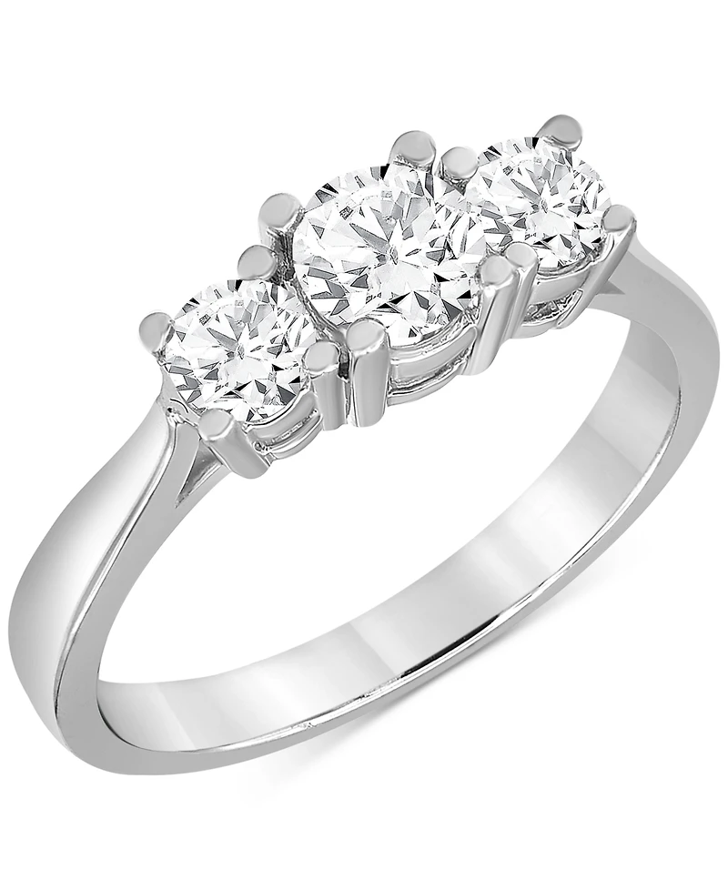 Diamond Three Stone Engagement Ring (1 ct. t.w.) in 14k White Gold