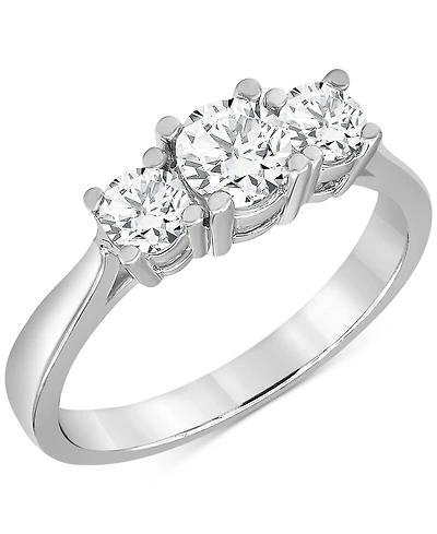 Diamond Three Stone Engagement Ring (1 ct. t.w.) in 14k White Gold