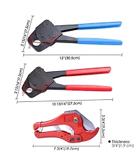 Yescom 1/2" 3/4" Pex Crimper Set Tube Crimping Tool Kit with Go/no Go Gauge Pipe Cutter